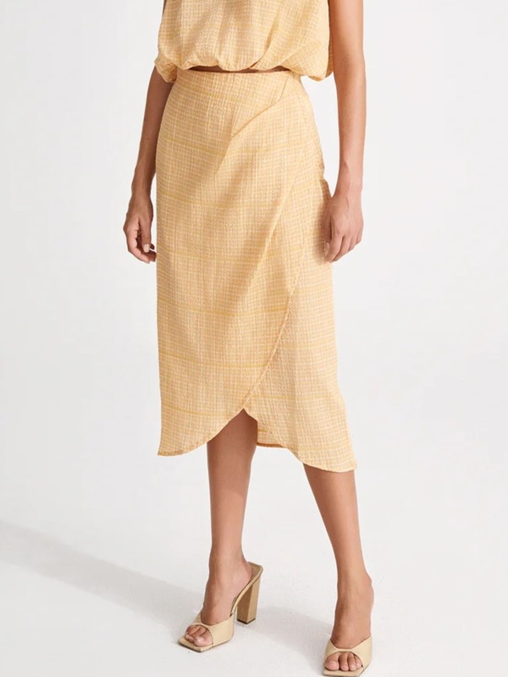 Stylein Josephine Plaid fauxWrap Midi Skirt